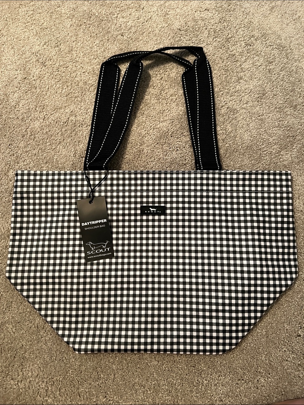 Scout Black & White Gingham Shoulder Tote